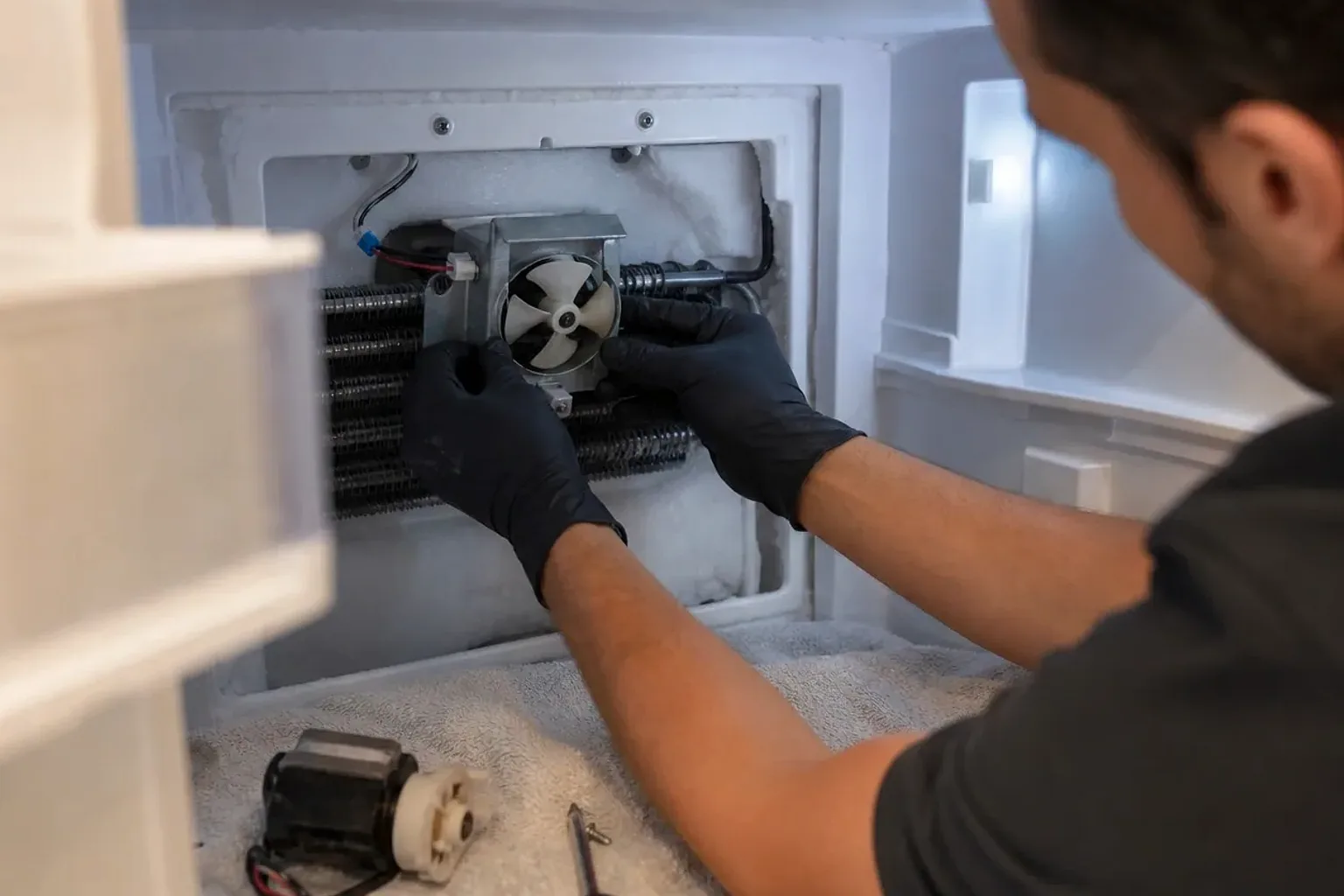 Sub-Zero undercounter beverage center and refrigerator drawer unit built into a Bay Area kitchen island